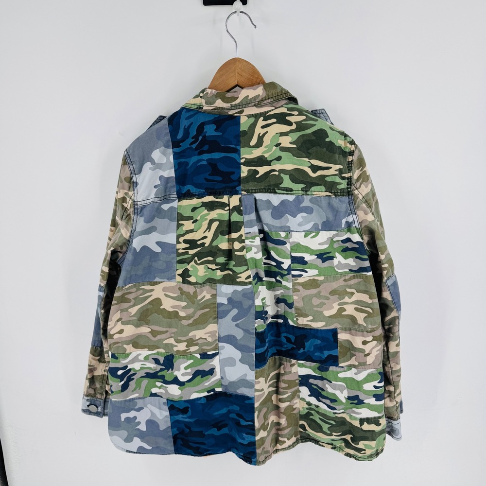 GAP Camo Patchwork Utility Jacket Green Blue Camo… - image 2